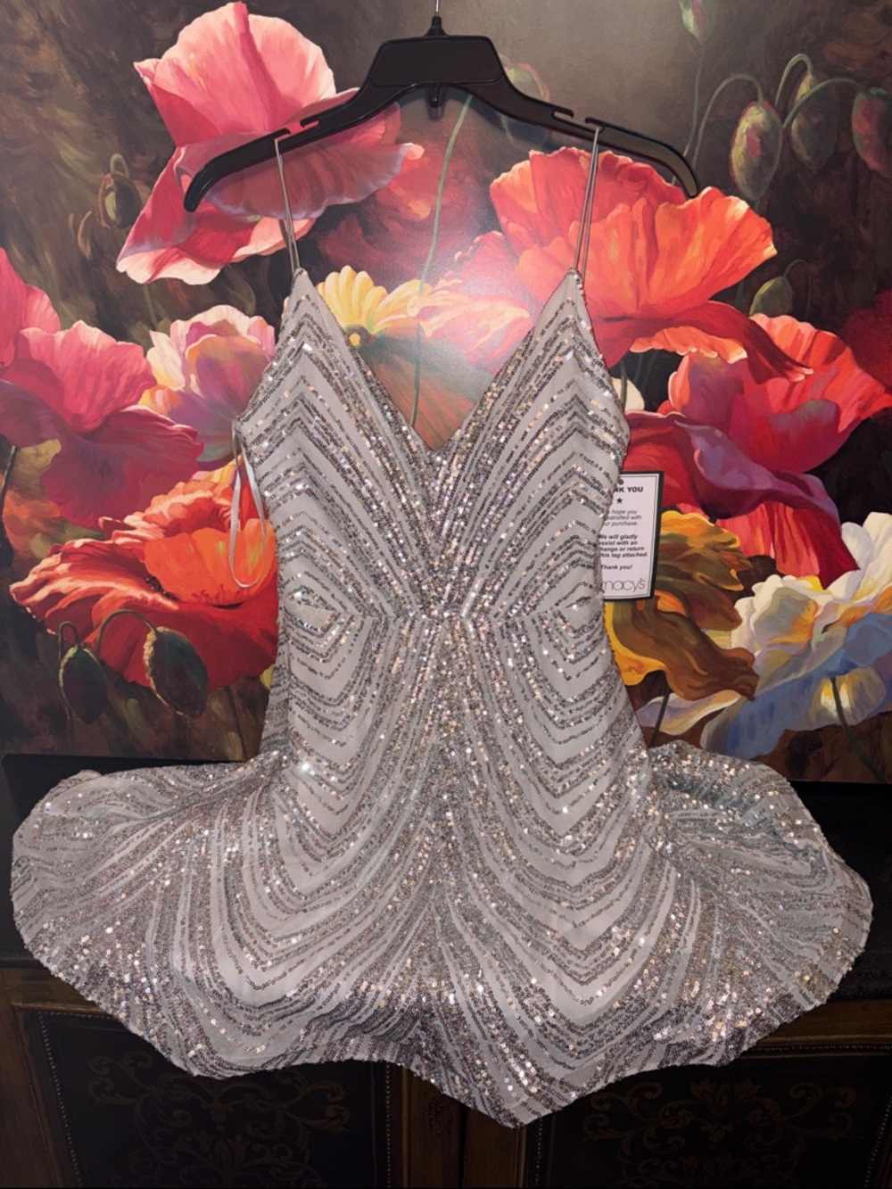 NWT B Darlin Silver Sequin Ballet-Inspired Mini Slip Dress